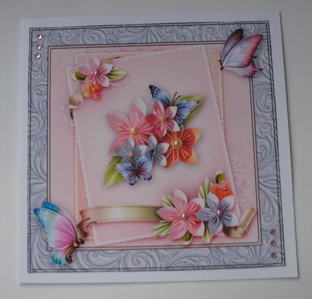Origami Flowers and Butterflies 8x8 Topper by Christine Smart