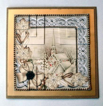 Cream Village Church P 5in All 4 Corner Stacker by Christine Smart