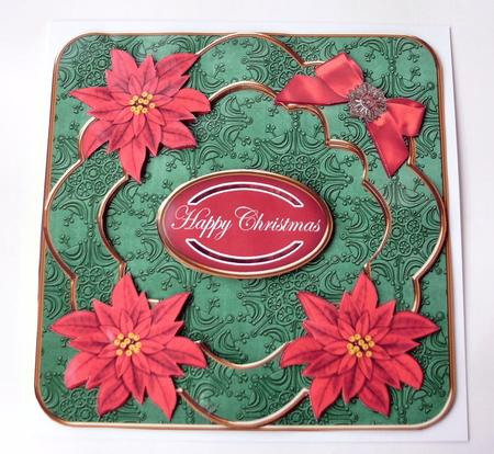 Red Poinsettia Flakeg Happy Christmas Fancy 8in Cf Kit by Christine Smart