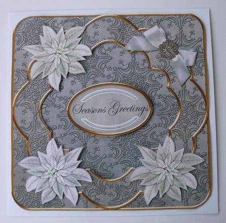 Silver Poinsettia Seasons Greetings Fancy 8in Cf Kit by Christine Smart