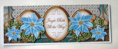 Pale Blue Poinsettia Jingle Bells Large Dl Card Kit by Christine Smart