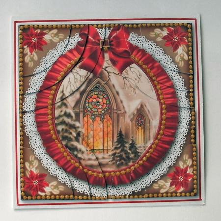 Christmas Window Ruffle 5in Quad Round Corner Stacker by Christine Smart
