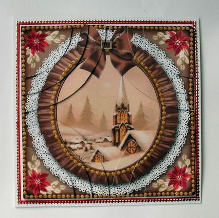 Snow Steeple Ruffle 5in Quad Round Corner Stacker by Christine Smart