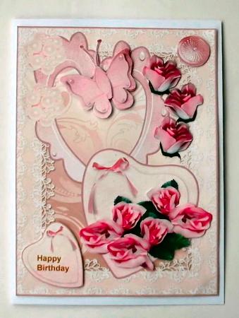 Pink Special Roses and Hearts by Christine Smart