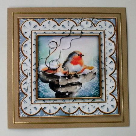 Blue Robin Flake 5in Scallop Triangle Corner Stacker by Christine Smart