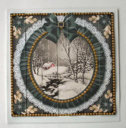 Black Winter Walk Ruffle 5in Side Stacker Card Front by Christine Smart