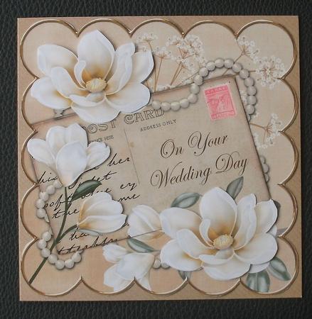 Cream Magnolia Wedding Day 6in Decoupage Step by Step by Christine Smart