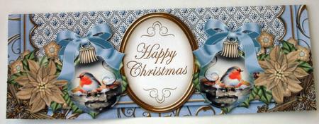 Blue Robin Happy Christmas Large Dl Decoupage Card Kit by Christine Smart