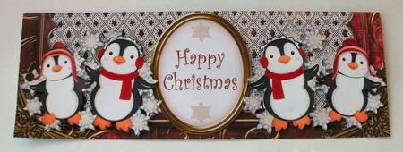 Red Penguins Happy Christmas Large Dl Card Kit by Christine Smart