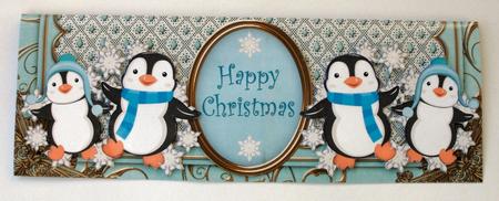 Blue Penguins Happy Christmas Large Dl Card Kit by Christine Smart