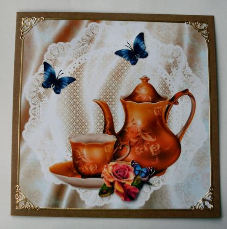 Tea Time Rose 8x8 Card Front by Christine Smart