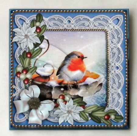Blue Robin Poinsettia 5in V Bottom Stacker by Christine Smart