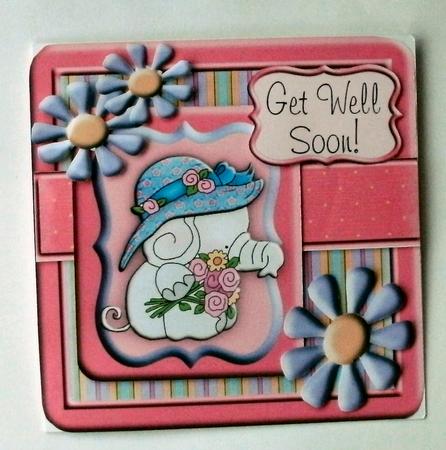 Get Well Soon Elephant Layered Square Card Topper by Christine Smart
