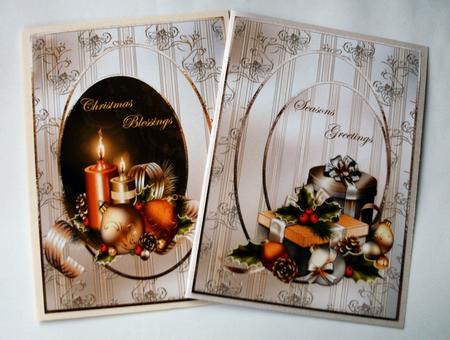 Candles, Baubles, Holly and Gifts Card Fronts by Christine Smart