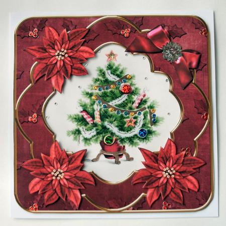Elegant Tree Red Christmas Fancy 8in Decoupage Cf Kit by Christine Smart