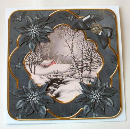 Winter Walk Black Christmas Fancy 8in Decoupage Cf Kit by Christine Smart