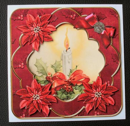 Single Candle Red Christmas Fancy 8in Decoupage Cf Kit by Christine Smart