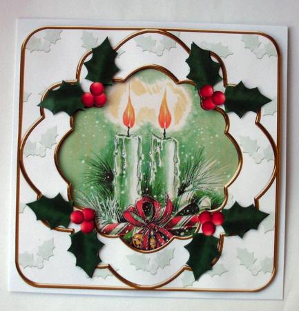 Candle Duo Holly Fancy Picture 8in Decoupage Cf Kit by Christine Smart