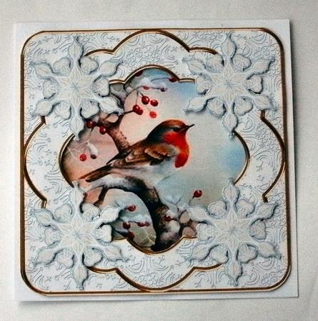 Robin Blue Snowflake Fancy Picture 8in Decoupage Cf Kit by Christine Smart