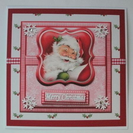 Vintage Santa in a Red Frame Quick Card Front by Christine Smart