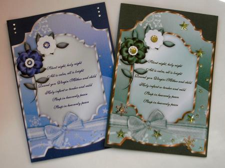 Christmas Floral Quick Screen Cards in Blue and Green by Christine Smart