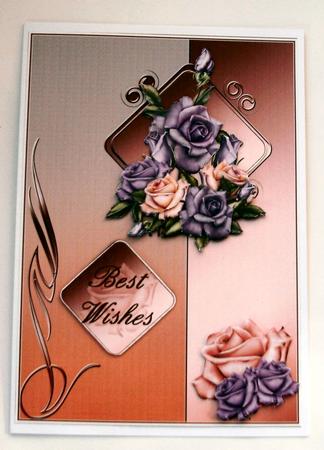 Copper and Lavender Roses Card Front by Christine Smart