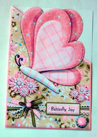 Pink Butterfly Joy Over the Edge Quick Cut & Fold Card by Christine Smart