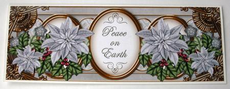Silver Poinsettia Peace on Earth Large Dl Decoupage Topper by Christine Smart