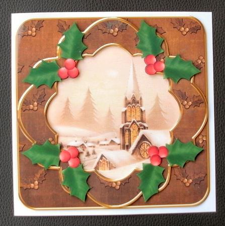 Snow Steeple Holly Fancy Picture 8in Decoupage Cf Kit by Christine Smart