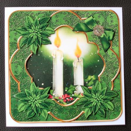 Green Candle Duo Fancy Picture 8in Decoupage Cf Kit by Christine Smart