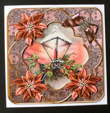 Bronze Christmas Lantern Fancy Picture 8in Decoupage Cf Kit by Christine Smart