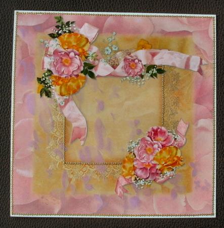 Pink and Gold Roses 8x8 Topper by Christine Smart