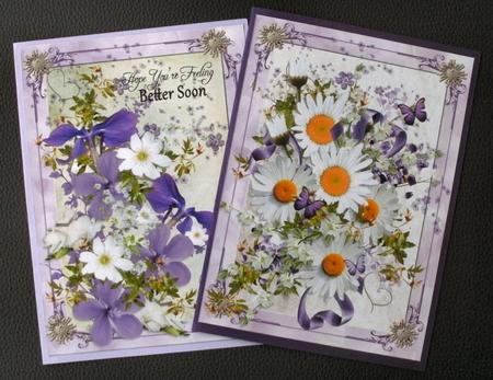 Two Purple and White Floral Toppers by Christine Smart