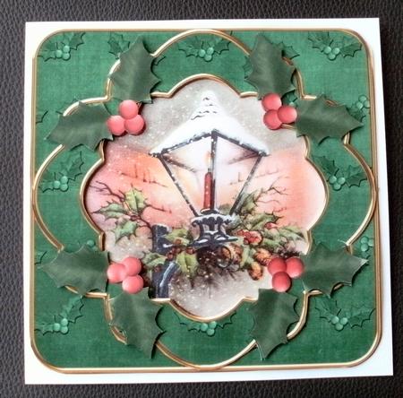 Christmas Holly Lantern Fancy Picture 8in Decoupage Cf Kit by Christine Smart