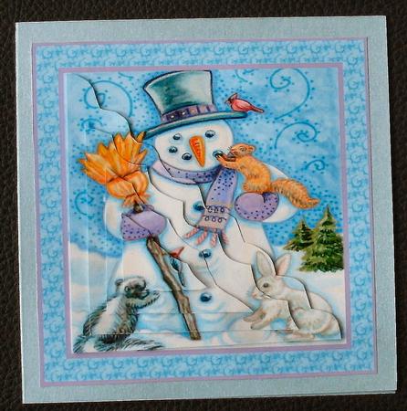 Pastel Snowman and Friends Quick Card and Wavy Triangle Pyramid by Christine Smart