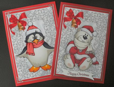 Mr Polar Bear and Mr Penguin in Silver Filigree Toppers by Christine Smart