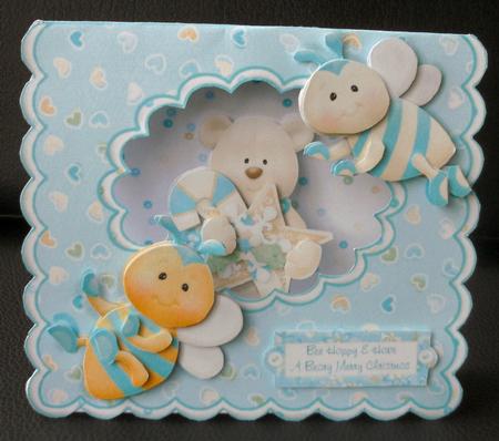 Bee Happy & Beary Christmas Scalloped Tent Card by Christine Smart
