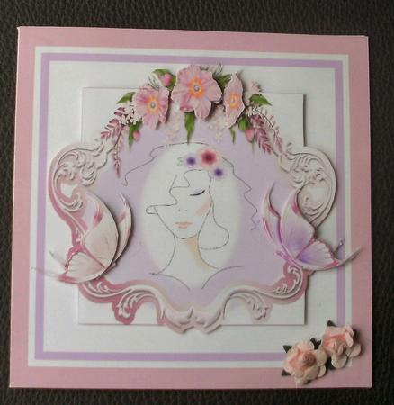 Lovely Lady Square Decoupage Birthday Topper by Christine Smart