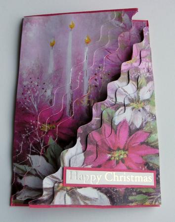 Pink Christmas Poinsettias Wavy Corner Side Stacker by Christine Smart
