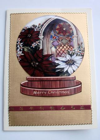 Poinsettias in Window Snow Globe Plate Sheet by Christine Smart