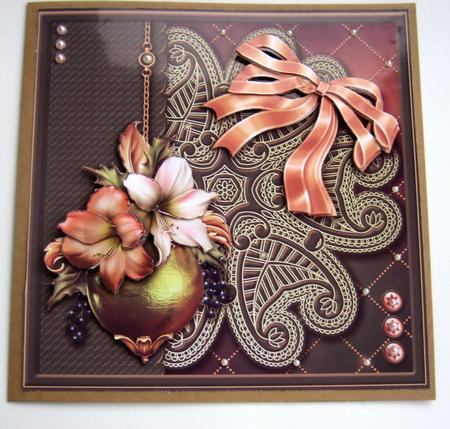 Christmas Amaryllis on a Lace Doily 8in x 8in Decoupage Kit by Christine Smart
