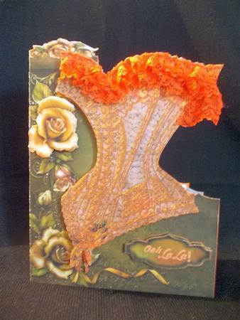 French Corset Minikit - Orange Shabby Chic Corset with Roses by Chris Stow
