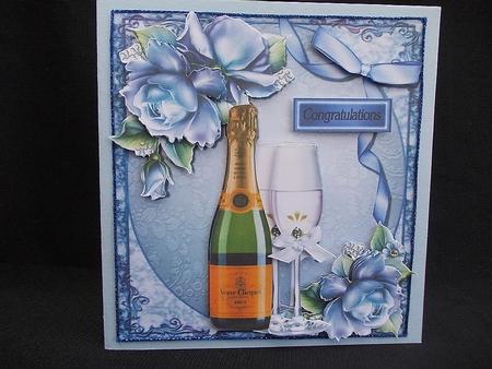 Champagne Bottle & Glass's with Beautiful Roses 8x8 Mini Kit by Chris Stow