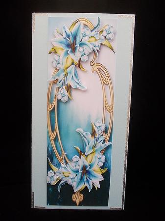 Large Dl Blue Lilies & Golden Frame by Chris Stow