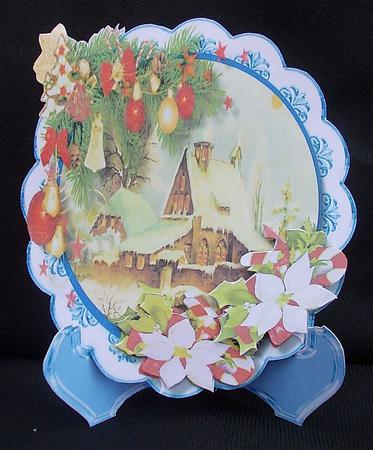 Plate and Stand , Snow Coverd Church by Chris Stow
