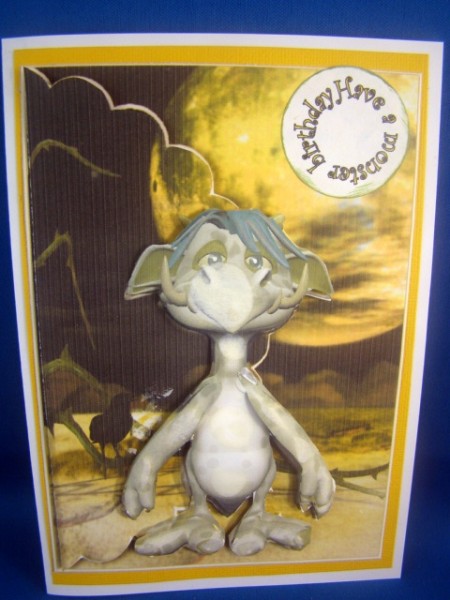 Monster Alien Scalloped Edge Envelope Card by Chris Williams