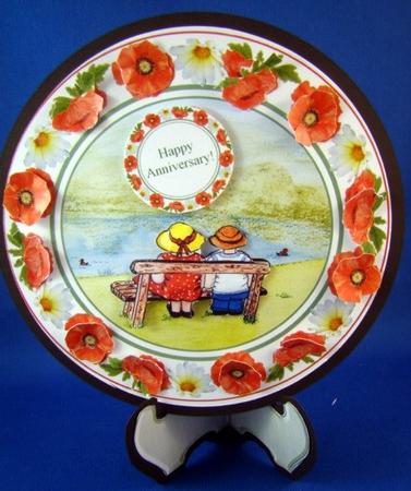 Together Forever Poppy & Daisy Plate Card, Stand, Sentiments by Chris Williams