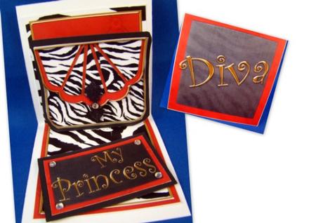 Zebra Print Bag Diva Mini 3D Pop-up Card by Chris Williams