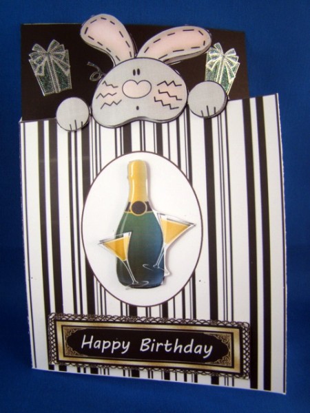 Bunny with Champagne - Black Stripes by Chris Williams
