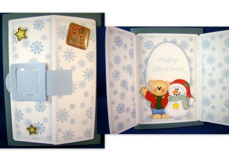 Snowman & Bear Christmas Buckle Card Kit Happy Christmas by Chris Williams